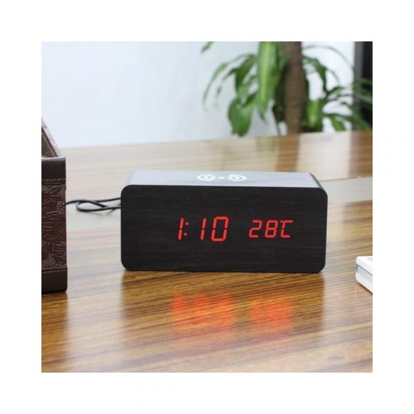 Wood-Look Wireless Qi Charging LED Alarm Clock_5