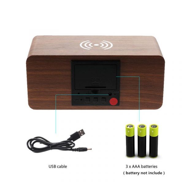Wood-Look Wireless Qi Charging LED Alarm Clock_4