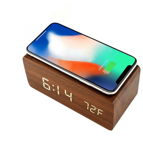 Wood-Look Wireless Qi Charging LED Alarm Clock_7