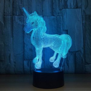 3D Unicorn Night Light with Remote Control- USB Interface