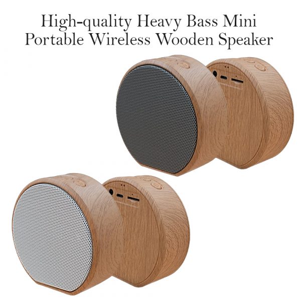 High-quality Heavy Bass Mini Portable Wireless Wooden Speaker_1