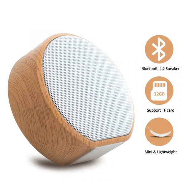 High-quality Heavy Bass Mini Portable Wireless Wooden Speaker_4