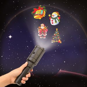 2-in-1 Holiday 12 Slide Projector Light and Flashlight- USB Interface