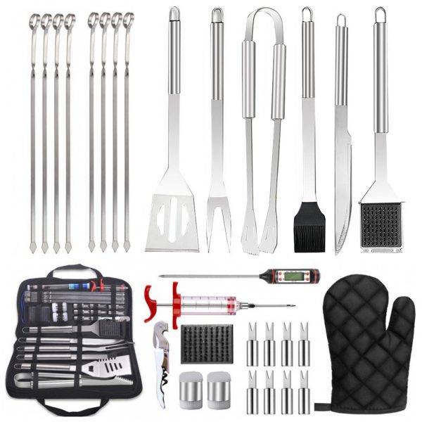 30Pcs Stainless Steel Barbecue Tool Set and Cooking Tools for Outdoor Camping_0