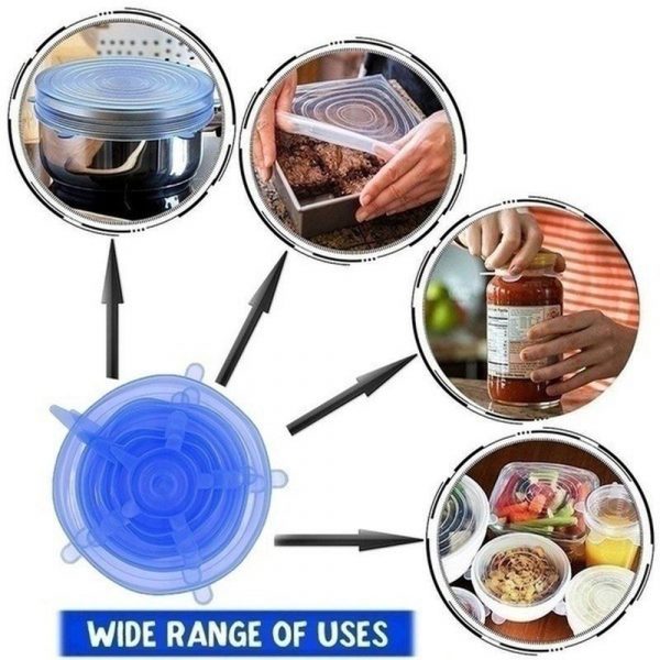 6 Pcs Reusable Universal Silicon Stretch Bowl Lids Kitchen Wrap Silicone Food Wrap Bowl Lid Kitchen Tools_10