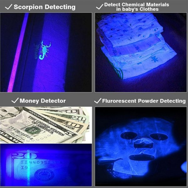 Mini LED UV Flashlight Ultraviolet Flashlight with Zoom Function UV Black Light Fake Bill and Pet Urine Stain Detector_10