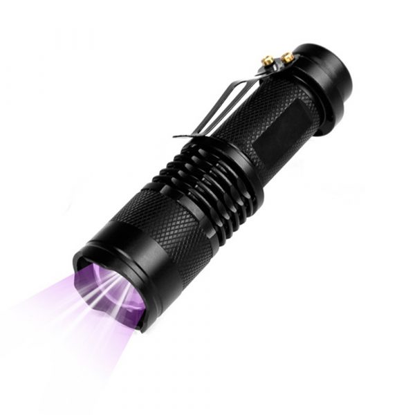 Mini LED UV Flashlight Ultraviolet Flashlight with Zoom Function UV Black Light Fake Bill and Pet Urine Stain Detector_0
