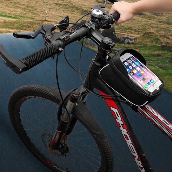 Large Capacity Waterproof Bicycle Phone Mount Bag Phone Case Holder Cycling Top Tube Frame Bag for 6.5 inch Devices_1