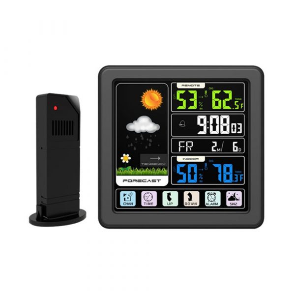 Digital Wireless Multi-Functional Weather Clock Color Screen Creative Home Touch Screen Thermometer Forecast Station Clock_11