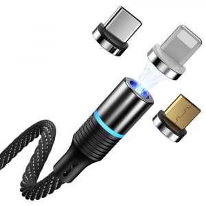3-in-1 Fast Charging Magnetic Cable Charger for Micro USB, Type C and for Apple Devices iPhone 12 11 Pro XS Max