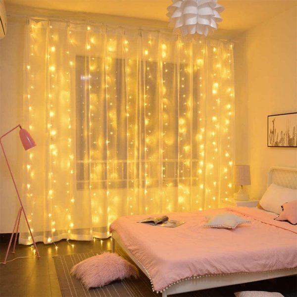 USB Remote Controlled Smart LED Light Curtain with Hook in White, Warm White and Colorful_3
