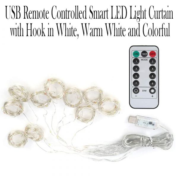 USB Remote Controlled Smart LED Light Curtain with Hook in White, Warm White and Colorful_10