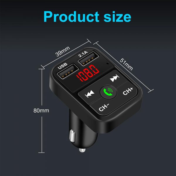 Wireless Bluetooth FM Transmitter Hands-free Car Kit MP3 Audio Music Player Dual USB Radio Modulator and 2.1A USB Charger_4