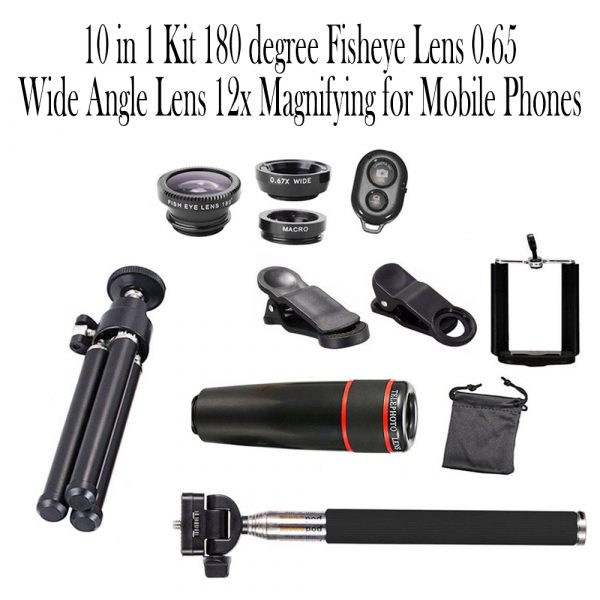10 in 1 Kit 180 degree Fisheye Lens 0.65 Wide Angle Lens 12x Magnifying for Mobile Phones_15