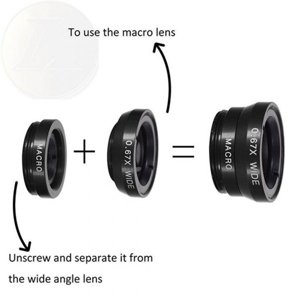 10 in 1 Kit 180 degree Fisheye Lens 0.65 Wide Angle Lens 12x Magnifying for Mobile Phones_4