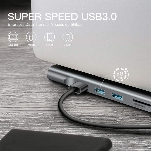 10-in-1 Type-C USB Hub Docking Station USB 3.0 to HDMI/Network Port/VGA/PD Expansion_15