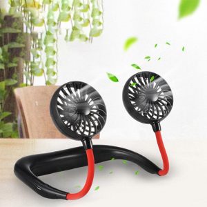 2-in-1 Hanging and Desktop Standing Adjustable USB Rechargeable Portable Neck Fan