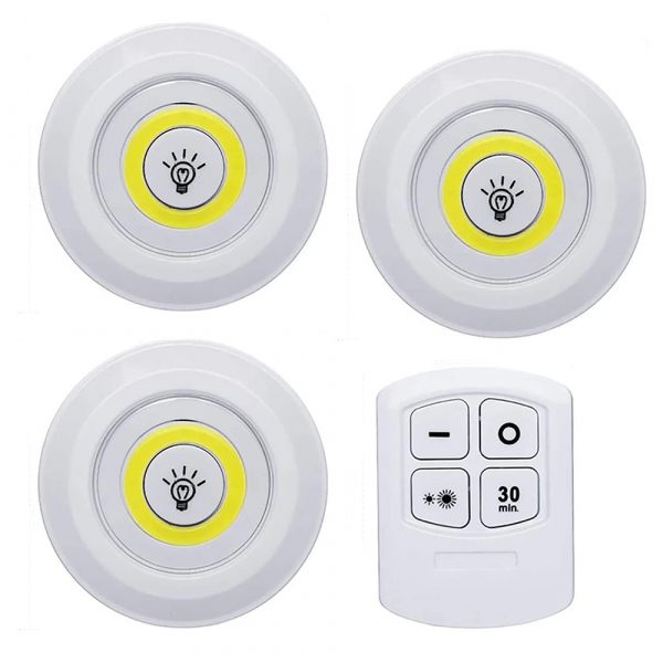 Touch and Remote-Controlled Wireless LED Dimmable Closet Kitchen Wardrobe Puck Lights_4