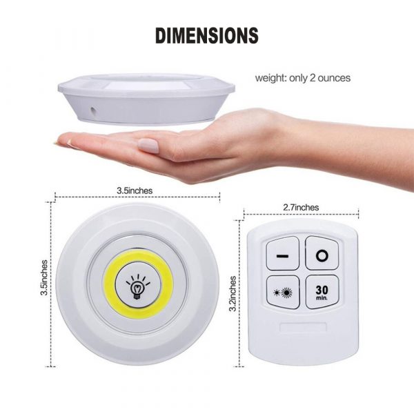 Touch and Remote-Controlled Wireless LED Dimmable Closet Kitchen Wardrobe Puck Lights_14