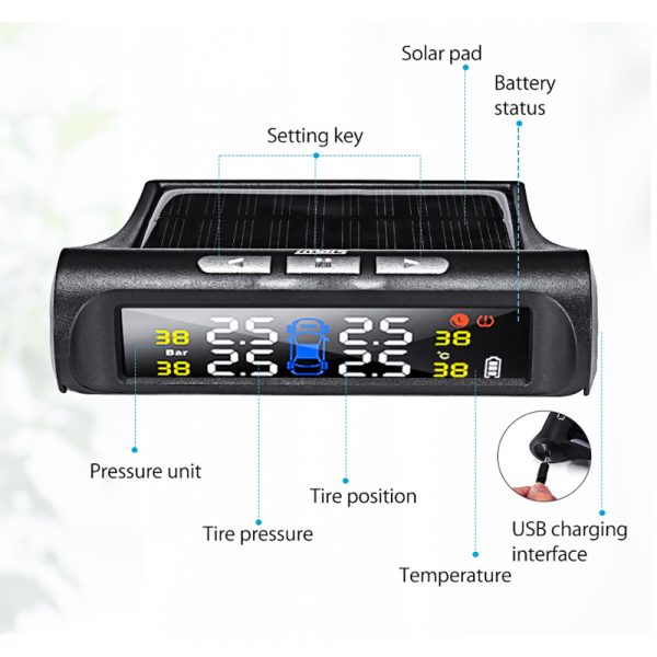 TPMS Solar Powered Wireless Tire Pressure Monitor External Tire Monitoring System_7