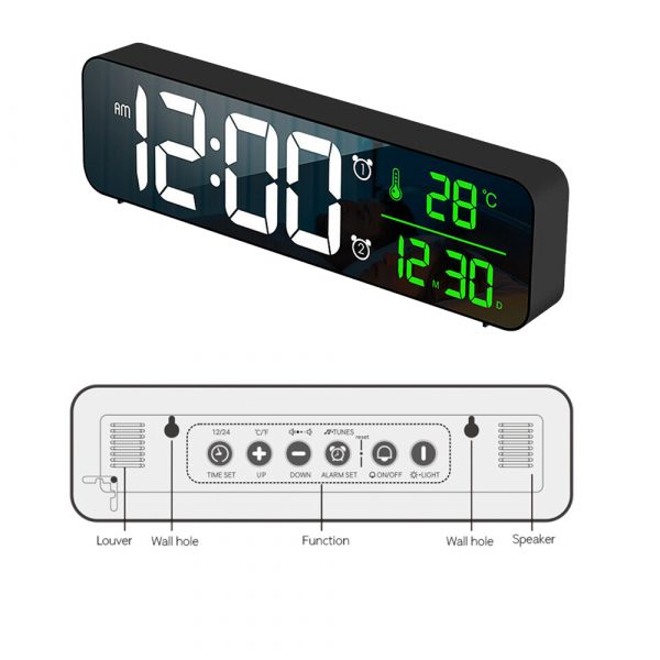 Plugged-in Luminous Large Screen LED Digital Electronic Display Alarm Clock_14