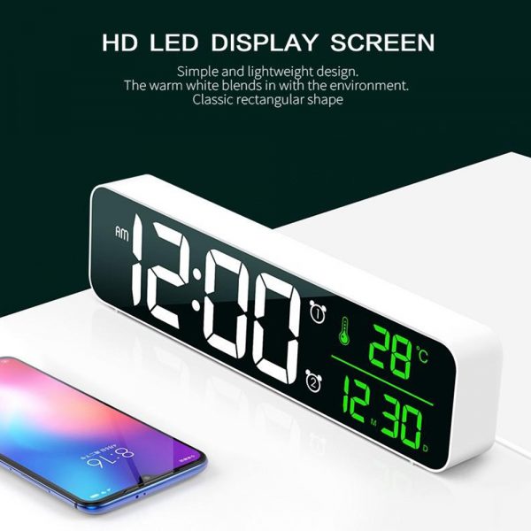 Plugged-in Luminous Large Screen LED Digital Electronic Display Alarm Clock_4