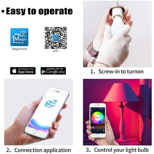 Wi-Fi Enabled 9W Color Changing Smart LED Light Bulb APP Ready_10