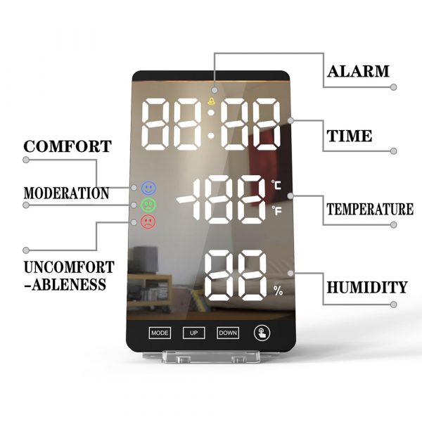 6-inch LED Mirror Touch Button Alarm Clock_4