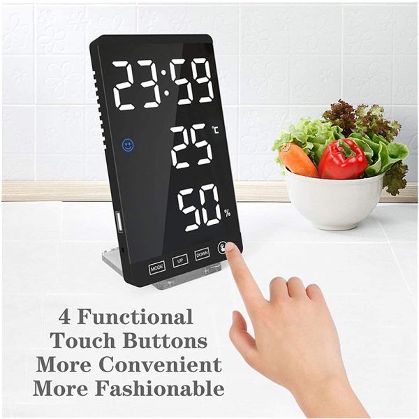 6-inch LED Mirror Touch Button Alarm Clock_9