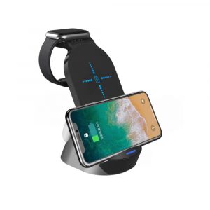 3-in-1 Wireless Vertical Charging Stand for QI Devices- USB Interface
