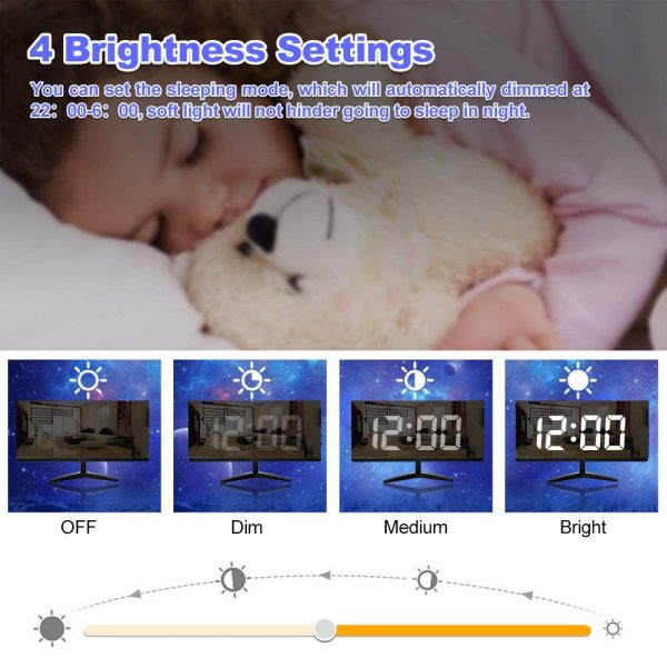 Frameless Touch Control Digital Alarm Clock with Temperature Display_4