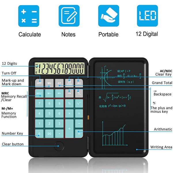 12-Digit Desktop Calculator with Portable LCD Handwriting Screen Writing Tablet_11