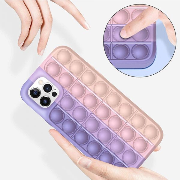 Rainbow Silicone Phone Case for iPhone Devices Stress Reliever Pop Bubble_12