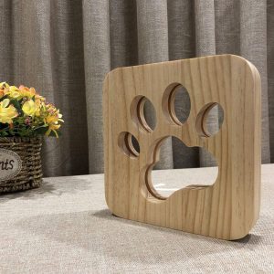 USB Plugged-in Wooden Dag Paw Print LED Night Decorative Lamp