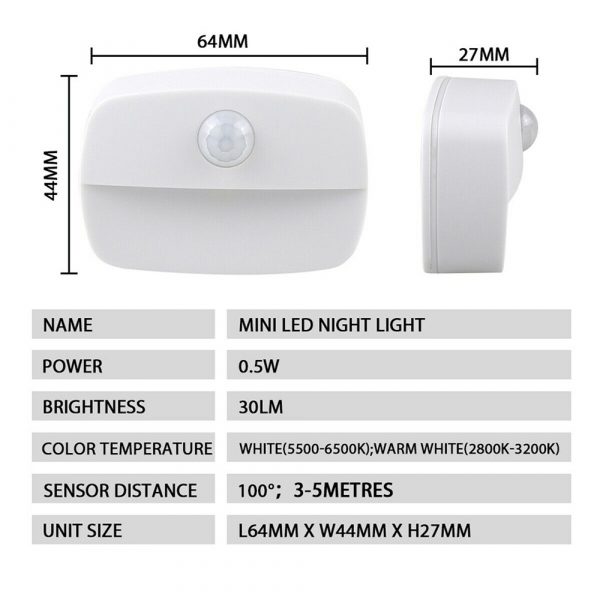 LED Motion Sensor Battery Operated Wireless Wall Closet Lamp Night Light_11