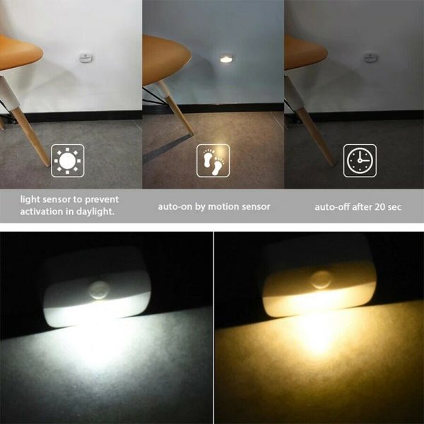 LED Motion Sensor Battery Operated Wireless Wall Closet Lamp Night Light_15