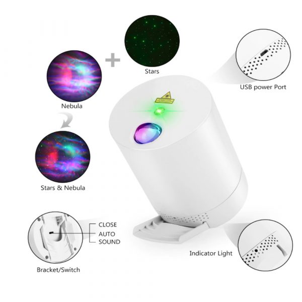 Night Light Starry Sky Lamp Projector Remote Control Musical Rotating Lamp_7