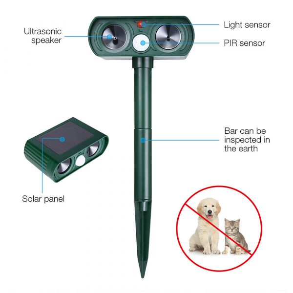 Ultrasonic Solar Powered Motion Sensor Pest Deterrent Pest Repellant_5