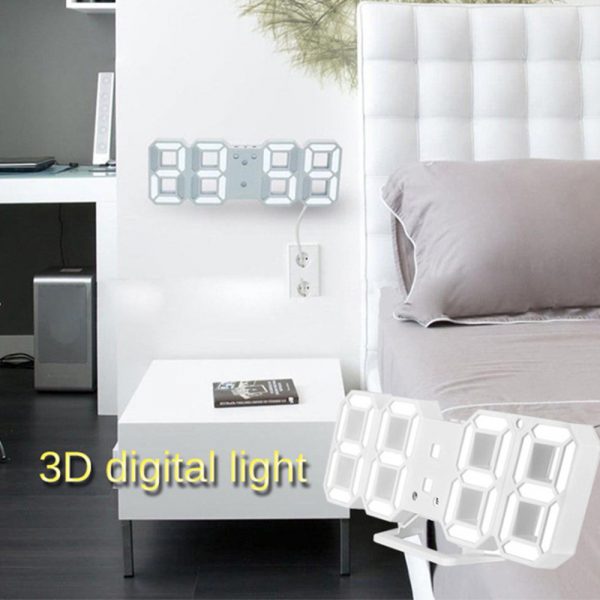 Digital Modern Plugged-in 3D LED Wall and Alarm Clock_4