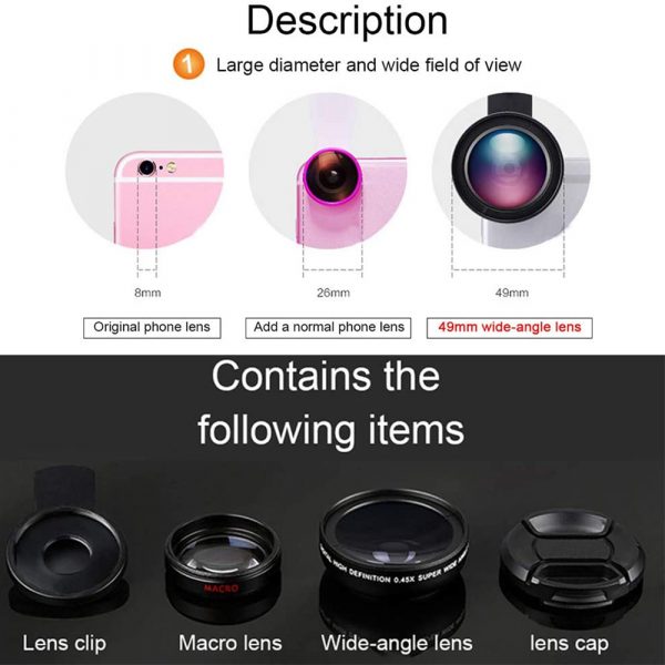Universal 2-in-1 Wide Angle and Macro Lens Mobile Phone Clip HD Camera Lens_6