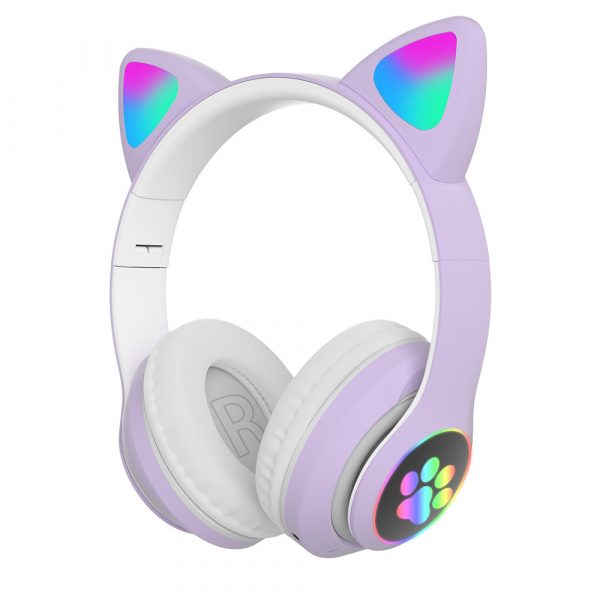 Foldable Flashing Light BT Wireless Cat Ear Headset with Mic_6
