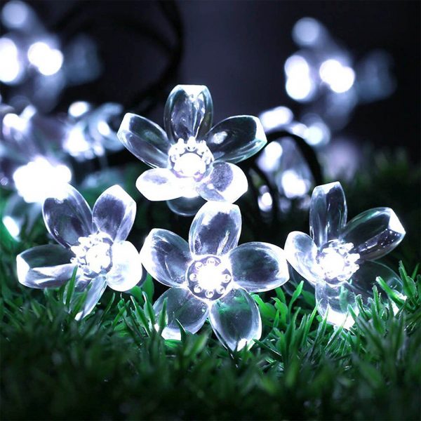 Solar Powered Flower String Lights Cherry Blossom Sakura Fairy Lights_5