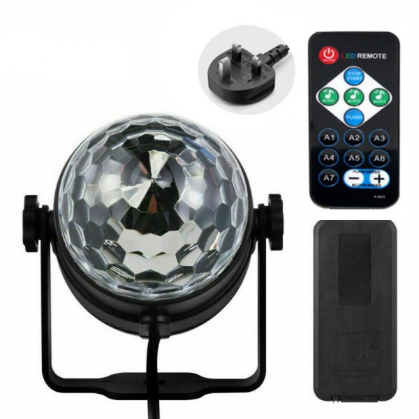 Remote Controlled RGB LED Light Voice Activated Rotating Crystal Light_6
