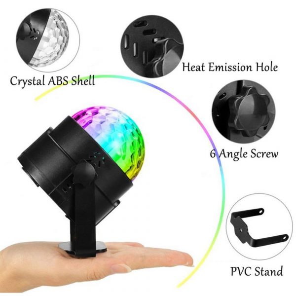 Remote Controlled RGB LED Light Voice Activated Rotating Crystal Light_9