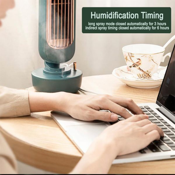 Retro Humidification Silent Wireless USB Rechargeable Tower Fan_5