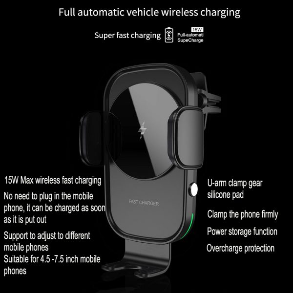 15 W Fast Wireless Car Mobile Phone Holder and QI Charger_7