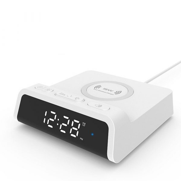 Digital Alarm Clock with Wireless Charging Pad for QI Devices_2
