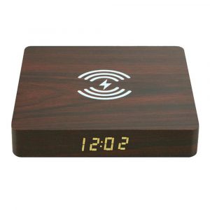 Portable Wooden Charging Pad and Digital Alarm Clock- USB Powered
