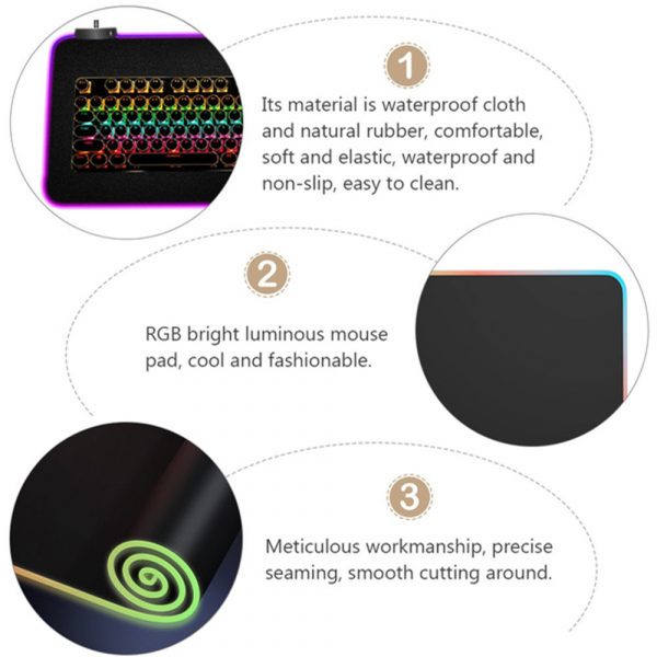 RGB LED Non-Slip Luminous Mouse Pad for Gaming PC Keyboard_11