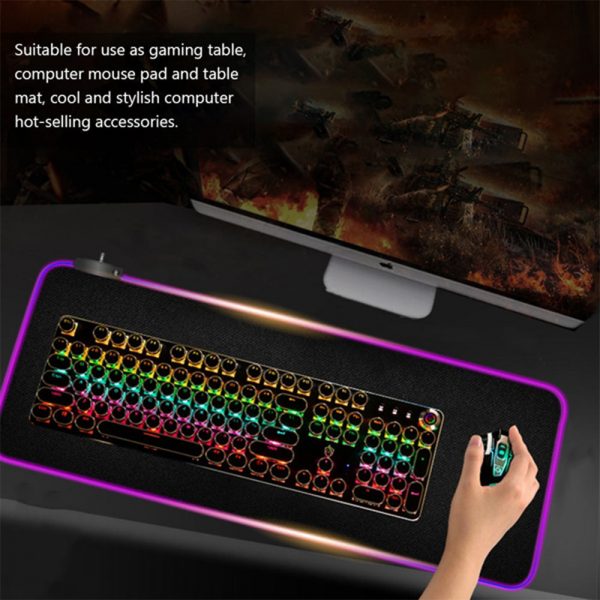 RGB LED Non-Slip Luminous Mouse Pad for Gaming PC Keyboard_12